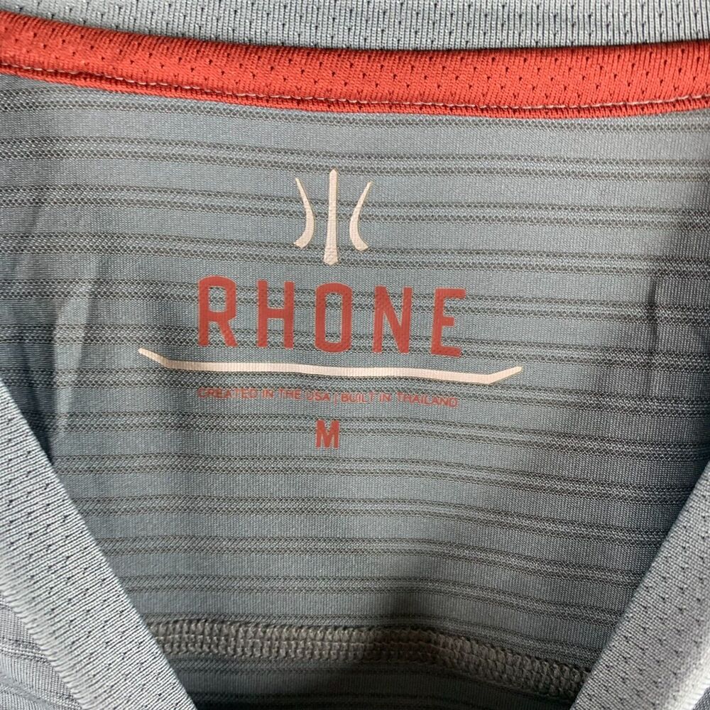 Rhone Reign Shirt Mens M L/S Pullover Grey Breathable Work Out Gym Striped - Picture 7 of 8
